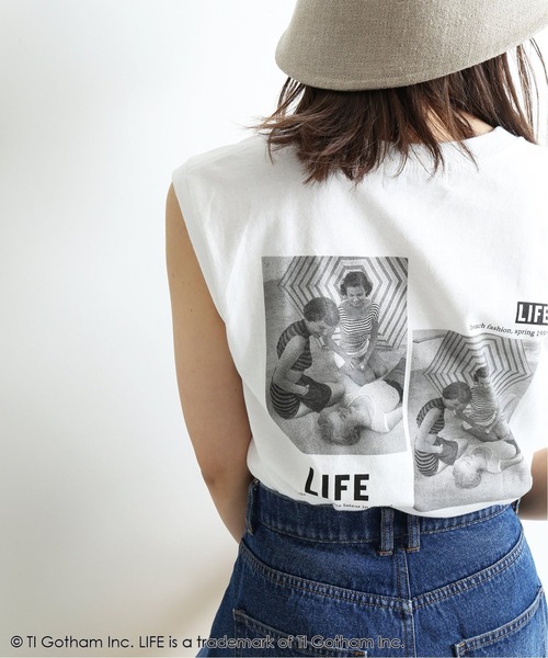 SLOBE IENA（スローブイエナ）の「LIFE グラフィック ノースリーブTシャツ【洗濯機使用可能】◆（Tシャツ/カットソー・レディース・ホワイト/ブラック・FREE）」の15枚目の写真