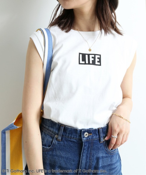 SLOBE IENA（スローブイエナ）の「LIFE グラフィック ノースリーブTシャツ【洗濯機使用可能】◆（Tシャツ/カットソー・レディース・ホワイト/ブラック・FREE）」の16枚目の写真