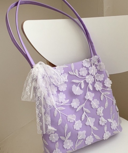 KOR（ケーオーアール）の「フラワーレーストートバック（トートバッグ・レディース・ホワイト/パープル・FREE）」の17枚目の写真