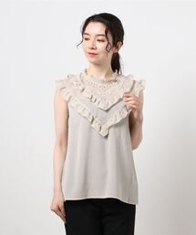 Te chichi | V切替フリル刺繍ブラウス(シャツ/ブラウス)