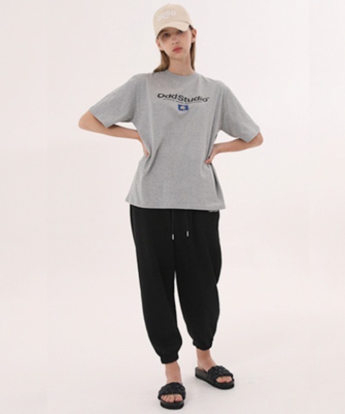 ODD STUDIO(オッドスタジオ)の「【ODD STUDIO】ODSD JOGGER PANTS / オッドスタジオ ODSD ワンポイント ロゴ ジョガー スウェットパンツ(スウェットパンツ・レディース・ブラック/グレー/オートミール・MEDIUM/LARGE)」の7枚目の写真