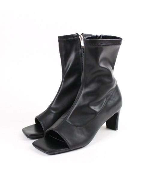 VIVIAN（ヴィヴィアン）の「オープントゥストレッチショートブーツ（ブーツ・レディース・グレー系その他7/ブラック/アイボリー・L/S/M）」の22枚目の写真