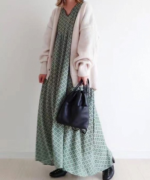 CORNERS（コーナーズ）の「CORNERS by yui　コモン柄カフタンワンピース（ワンピース・レディース・アイボリー/ブラウン/ミント/ネイビー/ブラック・M）」の17枚目の写真