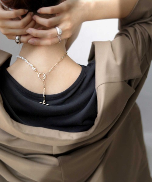 antiqua（アンティカ）の「淡水パールチェーンネックレス（ネックレス・レディース・シルバー/ゴールド・FREE）」の6枚目の写真