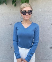 オーガニックコットン　JENNE　Vネックニット