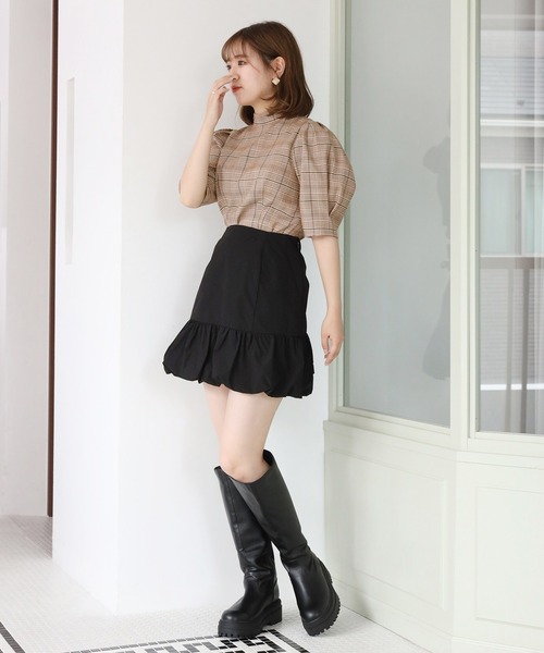 one after another NICE CLAUP(ワンアフターアナザーナイスクラップ)の「バルーンミニスカート(スカート・レディース・ブラック/アイボリー・FREE)」の22枚目の写真