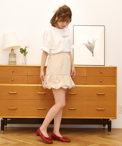 one after another NICE CLAUP(ワンアフターアナザーナイスクラップ)の「バルーンミニスカート(スカート・レディース・ブラック/アイボリー・FREE)」の7枚目の写真