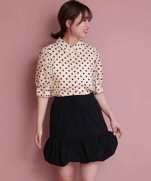 one after another NICE CLAUP(ワンアフターアナザーナイスクラップ)の「バルーンミニスカート(スカート・レディース・ブラック/アイボリー・FREE)」の11枚目の写真