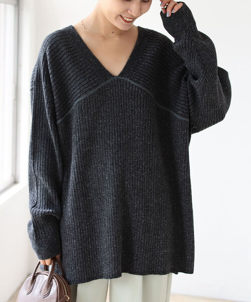 B:MING by BEAMS(ビーミングバイビームス)の「B:MING by BEAMS / ネップ リブ Vネック プルオーバー(ニット/セーター・レディース・チャコールグレー/ベージュ/ナチュラル・ONE SIZE)」の10枚目の写真