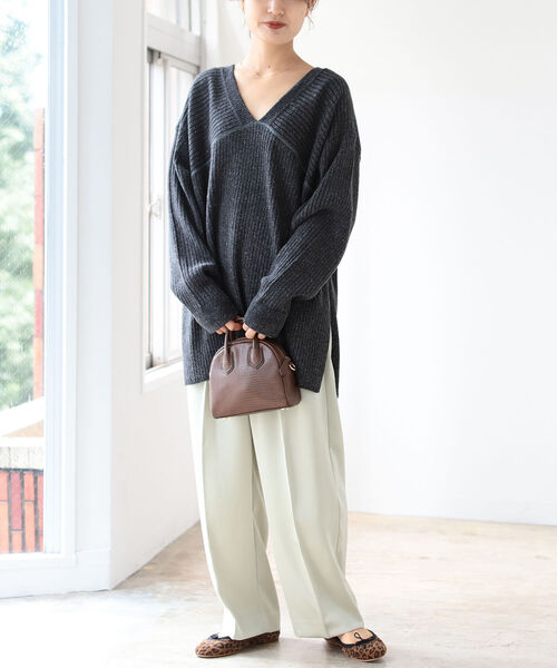 B:MING by BEAMS(ビーミングバイビームス)の「B:MING by BEAMS / ネップ リブ Vネック プルオーバー(ニット/セーター・レディース・チャコールグレー/ベージュ/ナチュラル・ONE SIZE)」の11枚目の写真