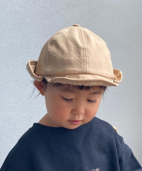 GRIN BUDDY（グリンバディ）の「【GRIN BUDDY/グリンバディ】【キッズ】耳当て付きフライトキャップ/Bomb Boa Flight Cap（キャップ・キッズ・ブラック/ベージュ・54/52）」の6枚目の写真