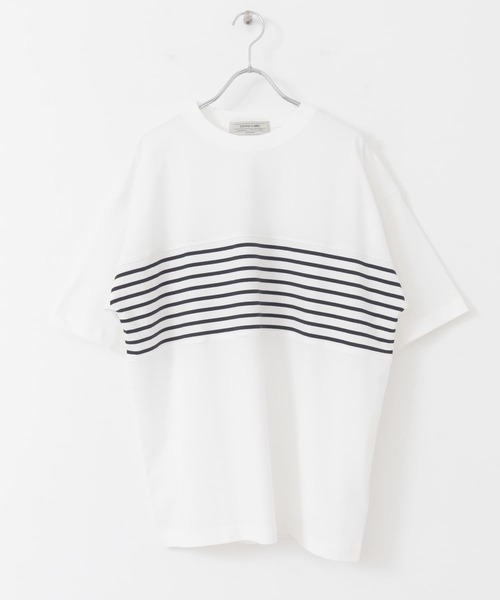 URBAN RESEARCH Sonny Label（アーバンリサーチサニーレーベル）の「ボーダー切替Tシャツ（Tシャツ/カットソー・メンズ・オフホワイト/ネイビー/オレンジ・LARGE/MEDIUM）」の4枚目の写真