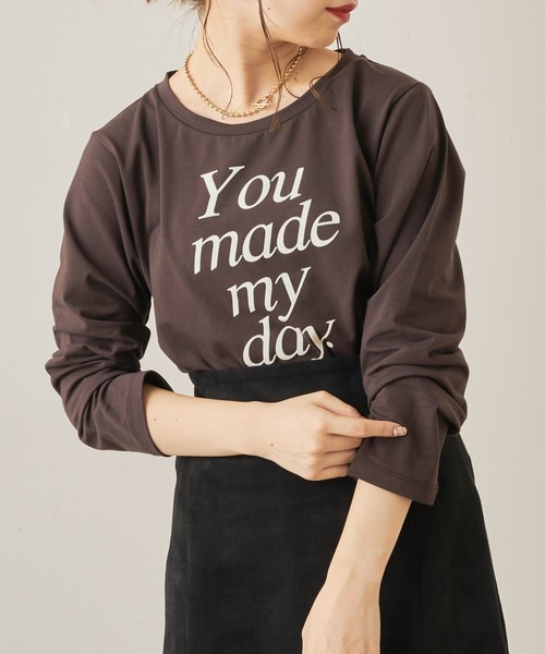 Chico（チコ）の「フロッキーロゴロンT（Tシャツ/カットソー・レディース・ブラウン/ブラック/ライトベージュ/ホワイト・FREE）」の4枚目の写真