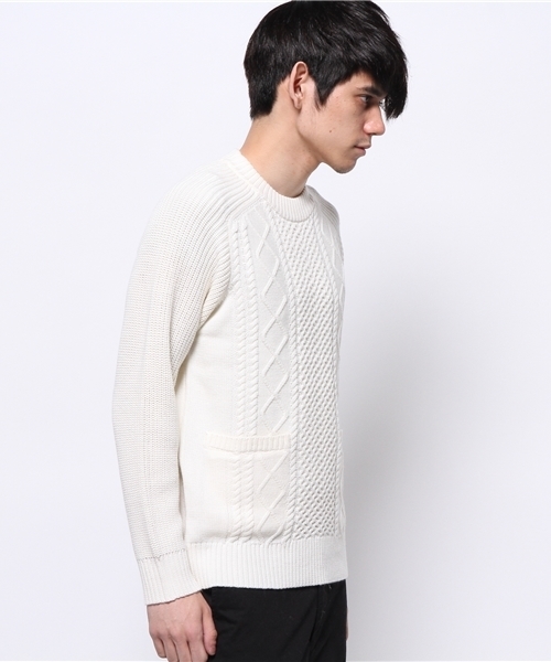 CIAOPANIC（チャオパニック）の「【Ciaopanic】アラン柄ポケット付きC/N（ニット/セーター・メンズ・ネイビー/グレー/ホワイト・LARGE/MEDIUM）」の11枚目の写真