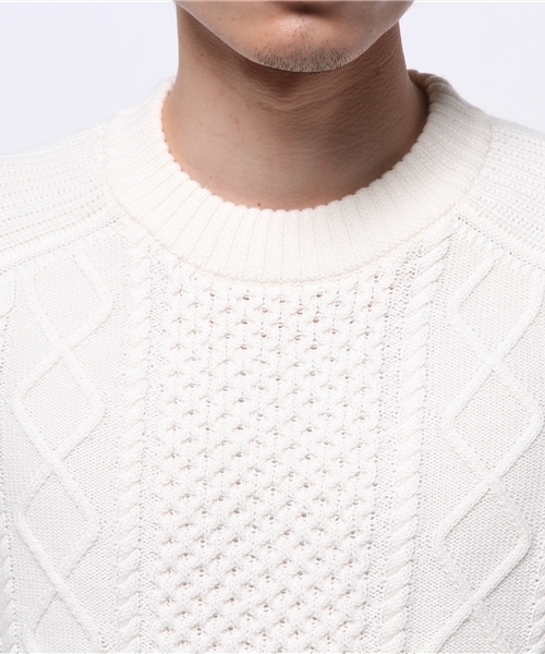 CIAOPANIC（チャオパニック）の「【Ciaopanic】アラン柄ポケット付きC/N（ニット/セーター・メンズ・ネイビー/グレー/ホワイト・LARGE/MEDIUM）」の5枚目の写真