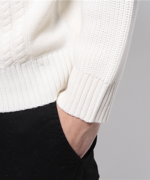 CIAOPANIC（チャオパニック）の「【Ciaopanic】アラン柄ポケット付きC/N（ニット/セーター・メンズ・ネイビー/グレー/ホワイト・LARGE/MEDIUM）」の6枚目の写真