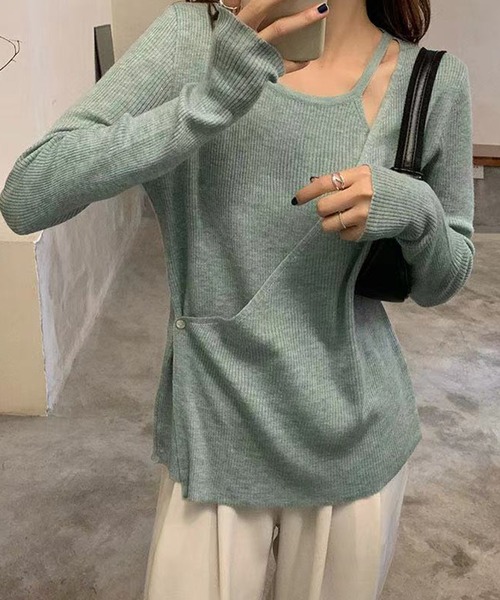 Leja(レジャ)の「【ELCY】2021AW新色カシュクールスリットリブニットトップス(ニット/セーター・レディース・ホワイト/ブラック/ブラウン/ベージュ/グリーン/ライトグリーン/ピンク・FREE)」の20枚目の写真