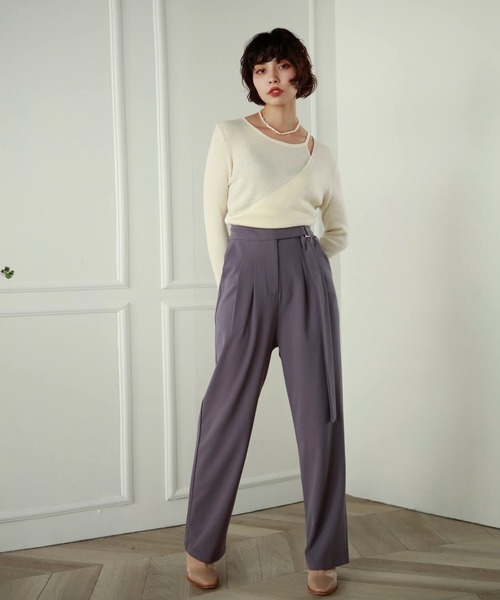 Leja(レジャ)の「【ELCY】2021AW新色カシュクールスリットリブニットトップス(ニット/セーター・レディース・ホワイト/ブラック/ブラウン/ベージュ/グリーン/ライトグリーン/ピンク・FREE)」の11枚目の写真