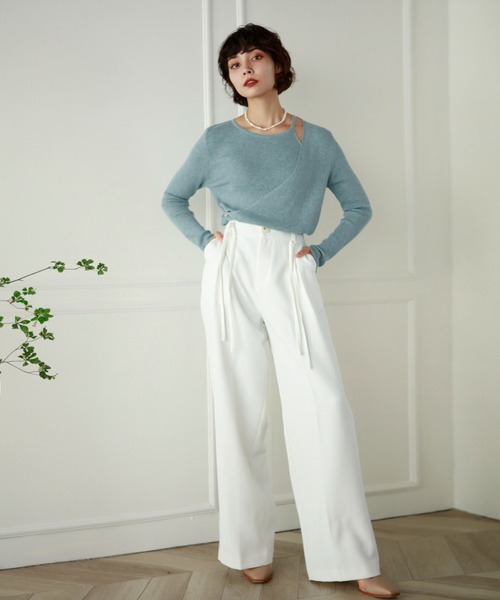 Leja(レジャ)の「【ELCY】2021AW新色カシュクールスリットリブニットトップス(ニット/セーター・レディース・ホワイト/ブラック/ブラウン/ベージュ/グリーン/ライトグリーン/ピンク・FREE)」の13枚目の写真