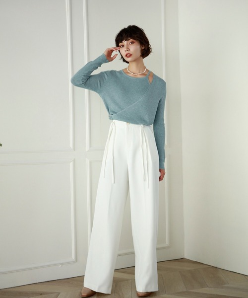 Leja(レジャ)の「【ELCY】2021AW新色カシュクールスリットリブニットトップス(ニット/セーター・レディース・ホワイト/ブラック/ブラウン/ベージュ/グリーン/ライトグリーン/ピンク・FREE)」の14枚目の写真