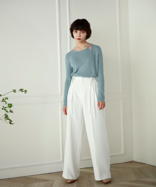 Leja(レジャ)の「【ELCY】2021AW新色カシュクールスリットリブニットトップス(ニット/セーター・レディース・ホワイト/ブラック/ブラウン/ベージュ/グリーン/ライトグリーン/ピンク・FREE)」の15枚目の写真