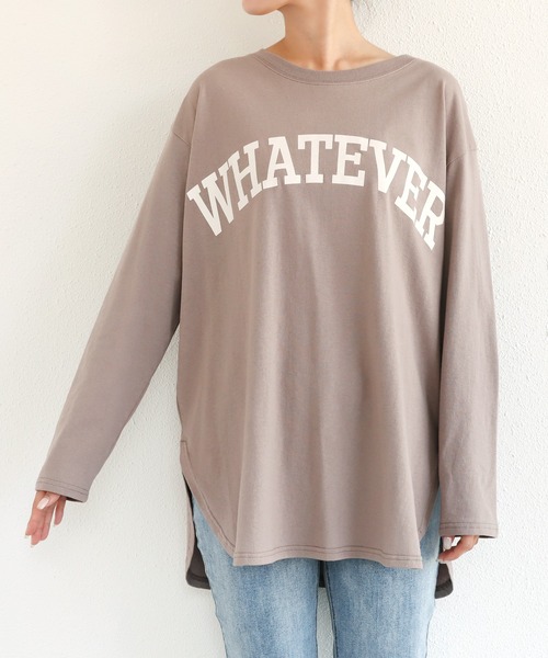 andme（アンドミー）の「コットン天竺長袖ロゴプリントラウンドヘムTシャツ（Tシャツ/カットソー・レディース・ダークブルー/チャコールグレー/モカ/オフホワイト/ブラック/ミント/ピンク/ピンク系その他/レッド系その他/グリーン系その他・M）」の21枚目の写真