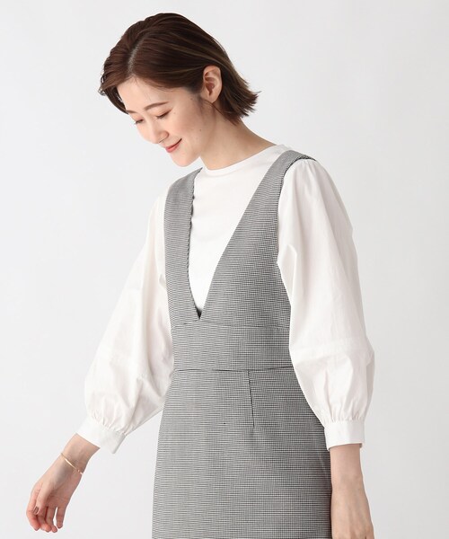 AG by aquagirl（エージーバイアクアガール）の「◆シルキースーピマ　袖布帛ランタンスリーブプルオーバー【WEB限定サイズ】（シャツ/ブラウス・レディース・ブラック/ダークブラウン/ホワイト系・36/38/40）」の2枚目の写真