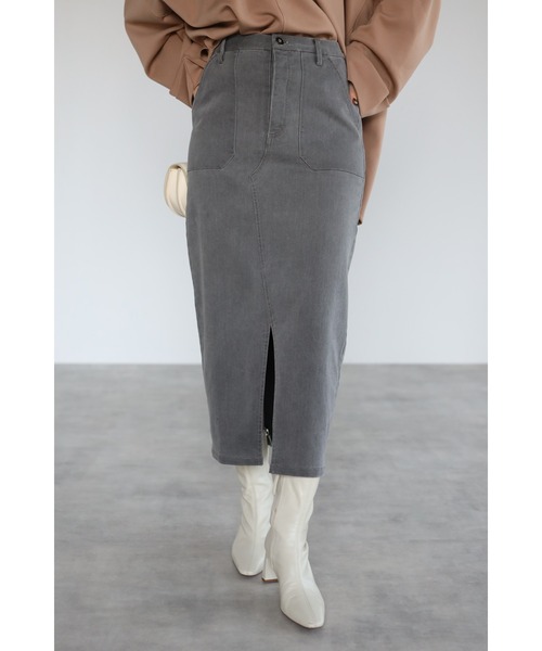 Bonjour Sagan(ボンジュールサガン)の「ストレッチデニムタイトスカート(デニムスカート・レディース・ブラック/グレー・FREE)」の8枚目の写真