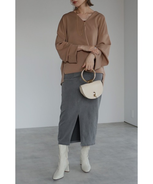 Bonjour Sagan(ボンジュールサガン)の「ストレッチデニムタイトスカート(デニムスカート・レディース・ブラック/グレー・FREE)」の4枚目の写真