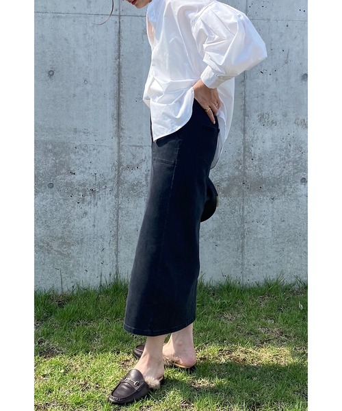 Bonjour Sagan(ボンジュールサガン)の「ストレッチデニムタイトスカート(デニムスカート・レディース・ブラック/グレー・FREE)」の13枚目の写真