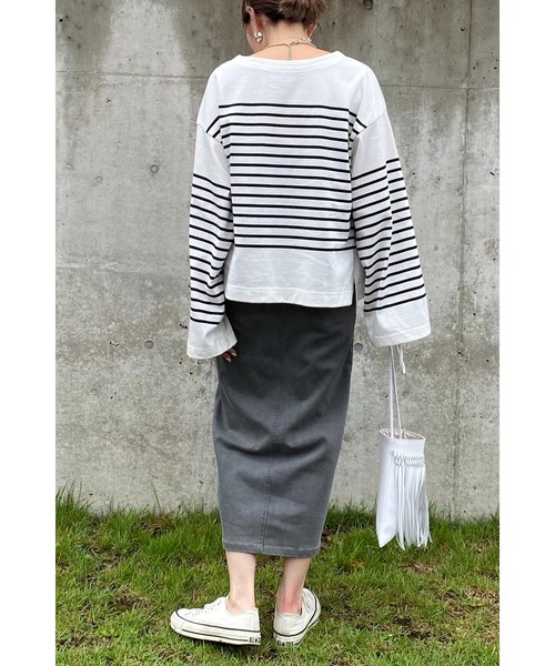 Bonjour Sagan(ボンジュールサガン)の「ストレッチデニムタイトスカート(デニムスカート・レディース・ブラック/グレー・FREE)」の20枚目の写真