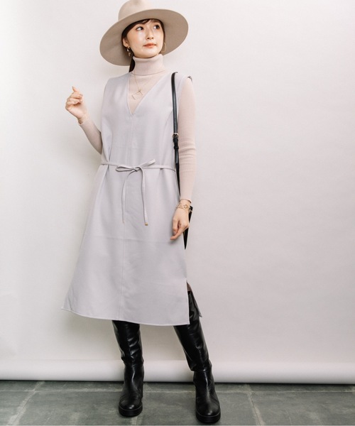 ELVENCE DEUX（エルベンスドゥ）の「リボンツキＶネックJSK（ジャンパースカート・レディース・ブラック/ブルー/グレー系その他・FREE）」の6枚目の写真