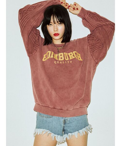 jouetie（ジュエティ）の「ニットドッキングカレッジプルオーバー【スウェット/トレーナー】（スウェット・レディース・ブラック/ネイビー/アイボリー/ボルドー・MEDIUM）」の4枚目の写真