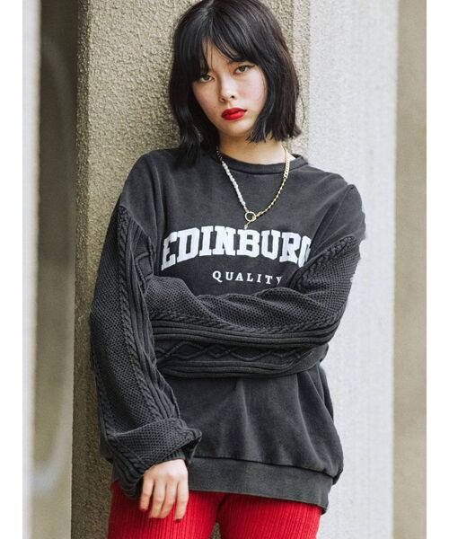 jouetie（ジュエティ）の「ニットドッキングカレッジプルオーバー【スウェット/トレーナー】（スウェット・レディース・ブラック/ネイビー/アイボリー/ボルドー・MEDIUM）」の14枚目の写真