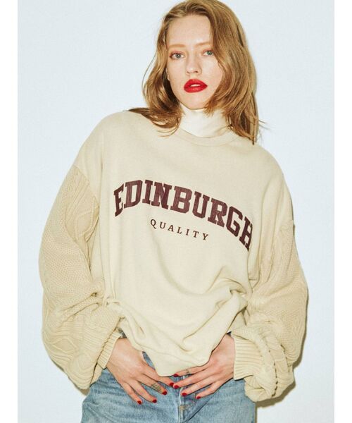 jouetie（ジュエティ）の「ニットドッキングカレッジプルオーバー【スウェット/トレーナー】（スウェット・レディース・ブラック/ネイビー/アイボリー/ボルドー・MEDIUM）」の10枚目の写真