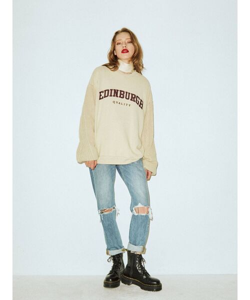 jouetie（ジュエティ）の「ニットドッキングカレッジプルオーバー【スウェット/トレーナー】（スウェット・レディース・ブラック/ネイビー/アイボリー/ボルドー・MEDIUM）」の7枚目の写真