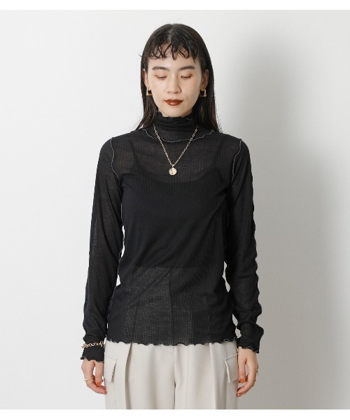 crie conforto（クリーコンフォルト）の「メローハイネックプルオーバー（ニット/セーター・レディース・チャコールグレー/ブラック/サックスブルー/アイボリー・SMALL/MEDIUM/LARGE）」の15枚目の写真