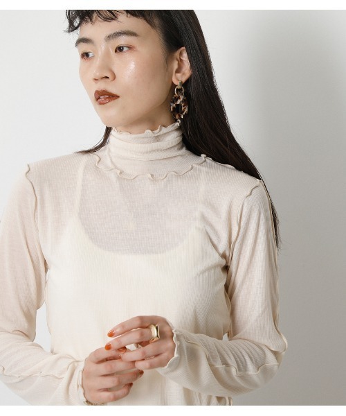 crie conforto（クリーコンフォルト）の「メローハイネックプルオーバー（ニット/セーター・レディース・チャコールグレー/ブラック/サックスブルー/アイボリー・SMALL/MEDIUM/LARGE）」の7枚目の写真