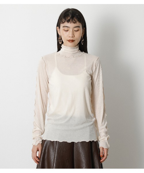 crie conforto（クリーコンフォルト）の「メローハイネックプルオーバー（ニット/セーター・レディース・チャコールグレー/ブラック/サックスブルー/アイボリー・SMALL/MEDIUM/LARGE）」の17枚目の写真