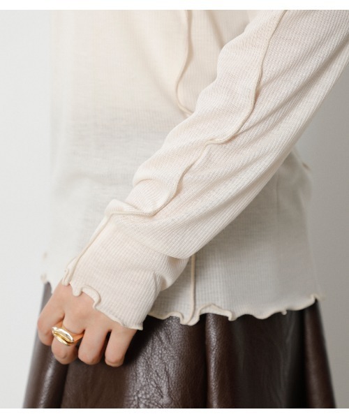 crie conforto（クリーコンフォルト）の「メローハイネックプルオーバー（ニット/セーター・レディース・チャコールグレー/ブラック/サックスブルー/アイボリー・SMALL/MEDIUM/LARGE）」の21枚目の写真