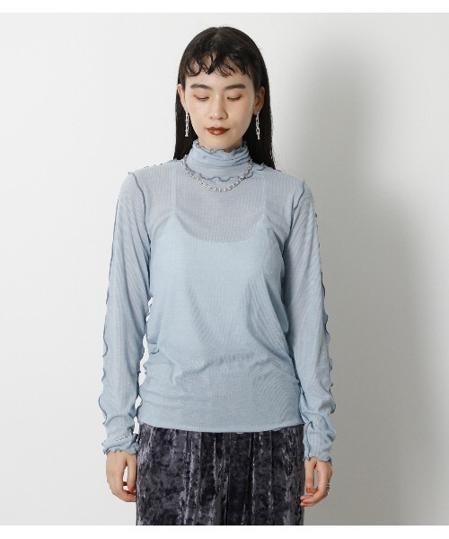 crie conforto（クリーコンフォルト）の「メローハイネックプルオーバー（ニット/セーター・レディース・チャコールグレー/ブラック/サックスブルー/アイボリー・SMALL/MEDIUM/LARGE）」の18枚目の写真