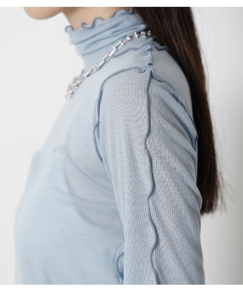 crie conforto（クリーコンフォルト）の「メローハイネックプルオーバー（ニット/セーター・レディース・チャコールグレー/ブラック/サックスブルー/アイボリー・SMALL/MEDIUM/LARGE）」の14枚目の写真