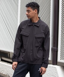 スポーツ メンズ ロングスリーブCORDURAウーブンジップシャツ カジュアル トレーニングウェア スポーツウェア