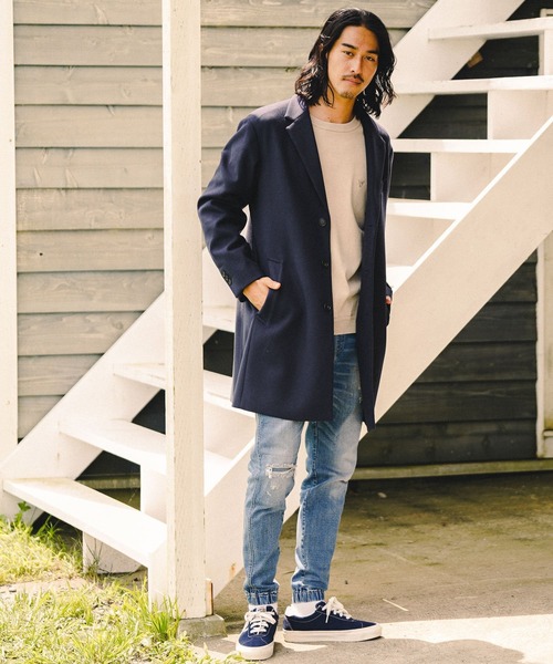 BAYFLOW（ベイフロー）の「ウーリーテックチェスターコート（チェスターコート・メンズ・ダークブラウン/ネイビー・SMALL/MEDIUM/LARGE）」の10枚目の写真