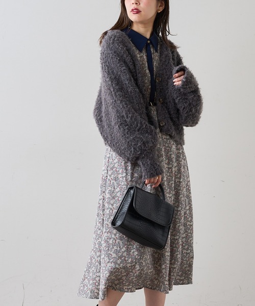 natural couture（ナチュラルクチュール）の「【WEB限定】配色襟付きレトロワンピース（ワンピース・レディース・ブラック系/ブラウン/ベージュ/ベージュ系/ミント/グリーン系・FREE）」の5枚目の写真