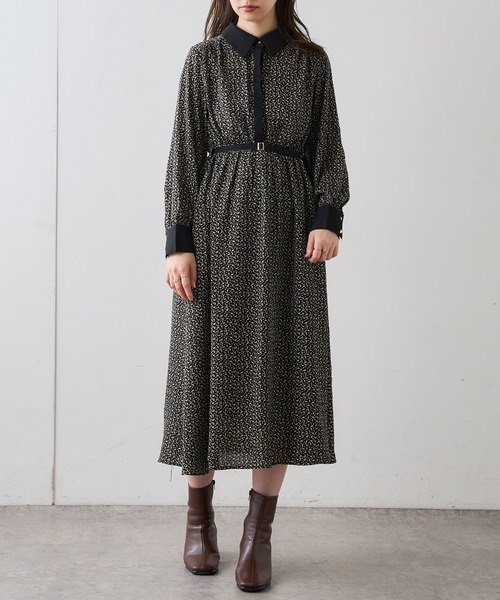 natural couture（ナチュラルクチュール）の「【WEB限定】配色襟付きレトロワンピース（ワンピース・レディース・ブラック系/ブラウン/ベージュ/ベージュ系/ミント/グリーン系・FREE）」の10枚目の写真