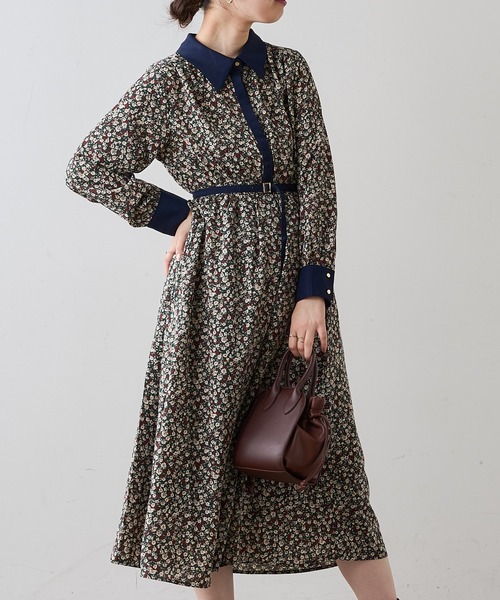 natural couture（ナチュラルクチュール）の「【WEB限定】配色襟付きレトロワンピース（ワンピース・レディース・ブラック系/ブラウン/ベージュ/ベージュ系/ミント/グリーン系・FREE）」の20枚目の写真