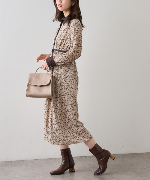 natural couture（ナチュラルクチュール）の「【WEB限定】配色襟付きレトロワンピース（ワンピース・レディース・ブラック系/ブラウン/ベージュ/ベージュ系/ミント/グリーン系・FREE）」の8枚目の写真