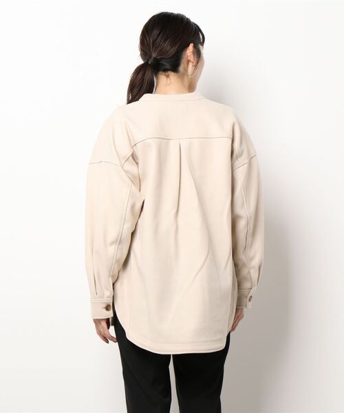 e.r.g*(イーアールジー)の「バンドカラーCPO(その他アウター・レディース・チャコールグレー/ピンク/オフホワイト・M)」の4枚目の写真