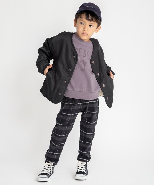 BRANSHES（ブランシェス）の「【裏ボア】ノーカラーライトジャケット（ノーカラージャケット・キッズ・カーキオリーブ/ブラック・110/100/150/130/140/90/120）」の8枚目の写真